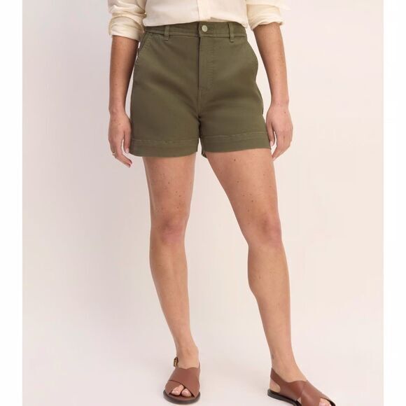 Everlane Uniform Utility Shorts Sz S Olive Green Elastic Waist Stretchy Summer - Picture 1 of 14